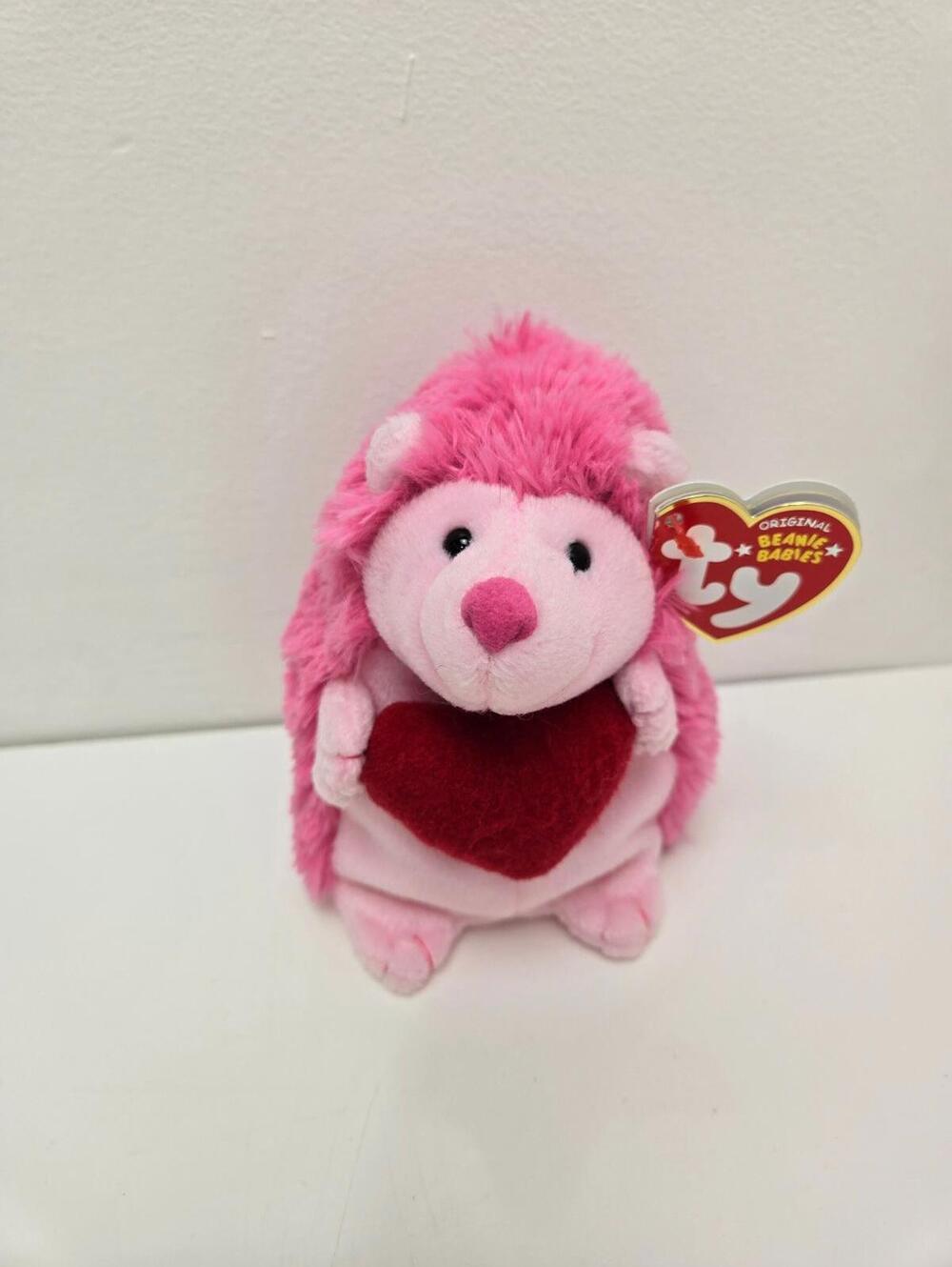 Ty Beanie Baby “Smitten” the Adorable Pink Hedgehog Holding Red Heart (5.5 inch)